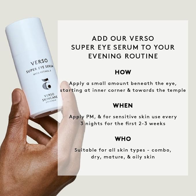 Verso Skin Care | Super Eye Serum | Rejuvenating Under Eye Serum for Youthful Skin | Eye Care Made Easy (0.67 fl oz)
