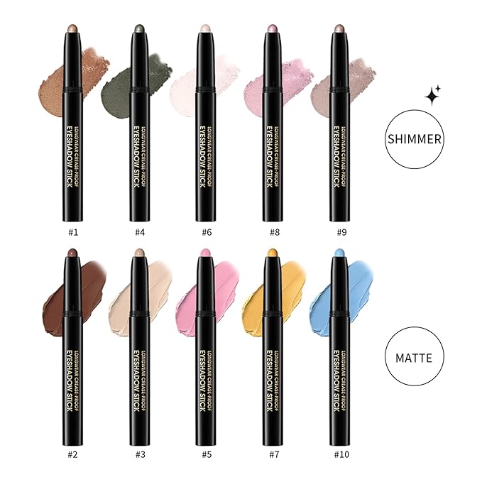Eyeshadow Stick, Shimmer and Matte Cream Eye Shadow Brightener Sticks Eyeliner Pencil Crayon, Waterproof Long Lasting Eye Highlighter Stick Makeup,0.056 Oz(#10-Cornflower)