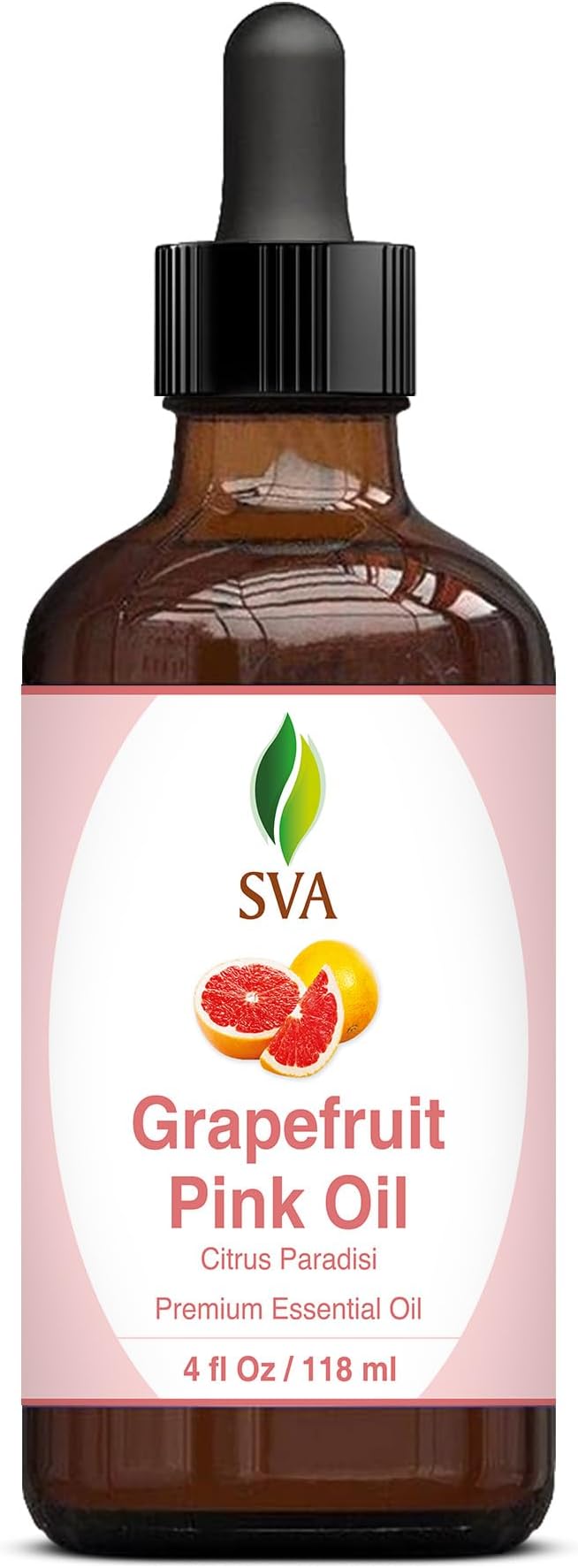 SVA Grapefruit Essential Oil Pink – 4 Fl Oz – 100% Natural Grapefruit Oil - for Diffuser, Hair Care, Face, Skin Care, Aromatherapy, Scalp and Body Massage, Soap and Candle Making - with Dropper