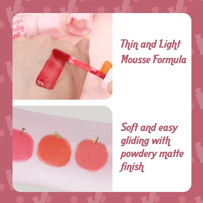 THESAEM Saemmul Mousse Candy Tint #6 Chaitea Mousse - High Pigment Matte Finish Long Lasting Lip Stain with Honey Extracts to Hydrate Lips - Weightless & Smudge-Proof, 0.3 fl.oz.