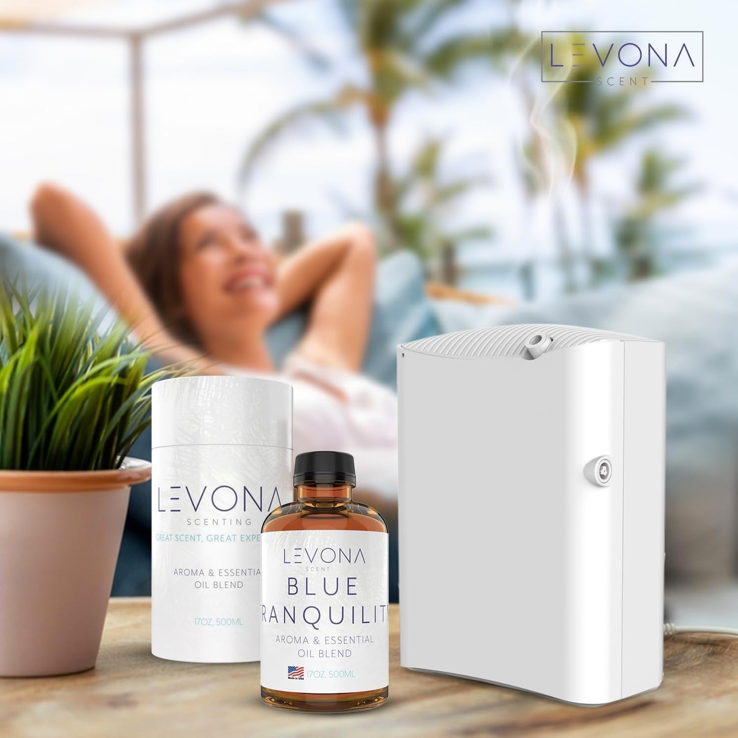 Levona Scent Pure Essential Oils: Blue Tranquility Aromatherapy Oils - Home Luxury Scents for Diffusers For Home, Hotel & Office - Scented Fragrance Oil Blends - Essential oil for Humidifiers - 500 Ml