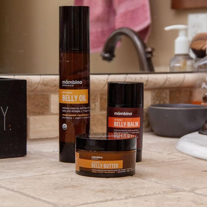 Mambino Organics Oh Baby! Belly Oil – Organic Elasticity Serum with Egyptian Calendula, Vietnamese Tamanu & Dutch Shea – Pregnancy Oil for Stretch Marks – Vegan Cruelty-Free Maternity Care, 4 fl oz