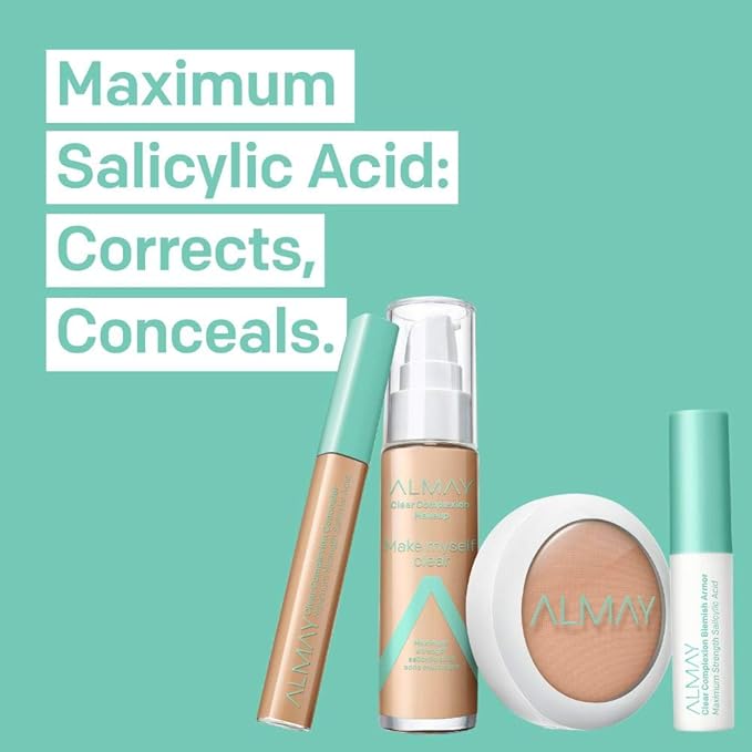 Almay Clear Complexion Makeup, Matte Finish Liquid Foundation with Salicylic Acid, Hypoallergenic, Cruelty Free, -Fragrance Free, Dermatologist Tested, 910 Mocha, 1.0 oz