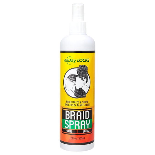 AllDay Locks Braid Spray (12 oz) | Alleviates Itchy & Dry Scalp | High Shine, Softens Dull Hair | Cleanse & Rejuvenate Braids, Locks, Twists, Cornrows | 12 oz