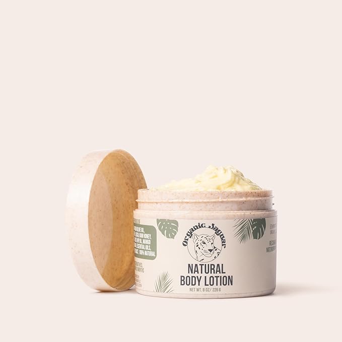 Natural Body Lotion, 8 oz, Moisturizer With Essential Oils, Vitamin E Oil, Beeswax, Extra Virgin Olive Oil, Raw Honey, Mango Butter, Sulfate & Paraben Free Body Care, Tropical Scent