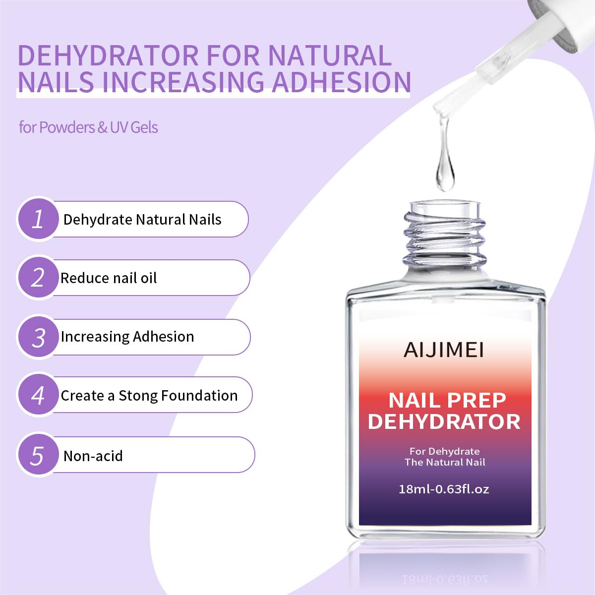 AIJIMEI 18ml Nail Prep Dehydrator And Nail Primer X-Strength Set For Acrylic Nail Products Nail Primer And Dehydrator Nail Bonding Nails(18ml/0.63fl.oz)