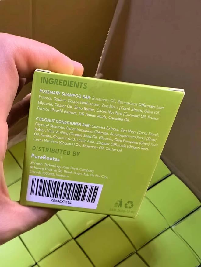 Rosemary Shampoo and Conditioner Bar Set 3 - Hair Growth, Regrowth, and Anti Hair Loss - Natural Solid Shampoo Bars for Women with Straight, Curly Hair for Thinning, Thickening Sulfate & Silicone free