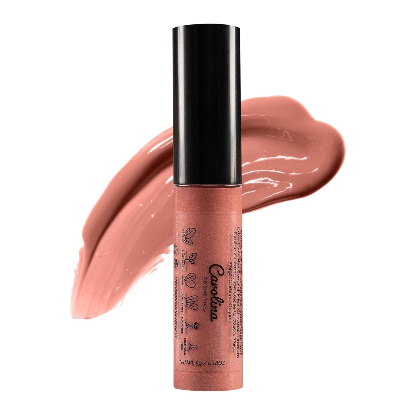 Non-Sticky Lip Gloss (Divine) - Plant-Based Hydrating & Nourishing with Sunflower Seed Oil, Cacao & Grape Seed Oil - 5g/0.18oz
