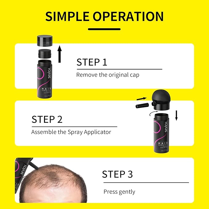 SEVICH Hair Fibers with Spray Applicator - Natural-Looking Hair Thickening Fibers for Men & Women, Instant Fullness, Wind & Water Resistant, Easy Wash Out, 25g (Medium Brown)