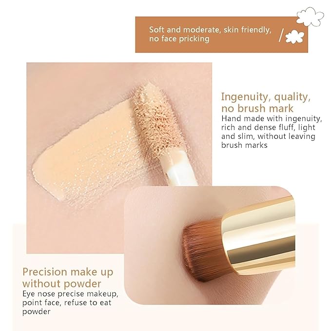 Happyhours 2 in 1 Foundation Anti-Wrinkle Concealer with Built-in Brush, Novo Foundation and Concealer Double Head Makeup Stick, Waterproof Long Lasting Anti-Wrinkle Concealer Foundation (2Pcs-01)