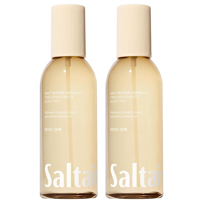 Saltair Body Mist 2 Pack - Fine Fragrance, Lightweight Body Spray Mist with Salt Water Vanilla Scent. Long Lasting Perfume Mist. 2x 8oz Bottles