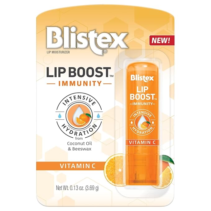 Blistex Lip Boost Immunity, Lip Balm, Intensive Hydration, Vitamin C, Coconut Oil & Beeswax, Moisturizer (Pack of 2)