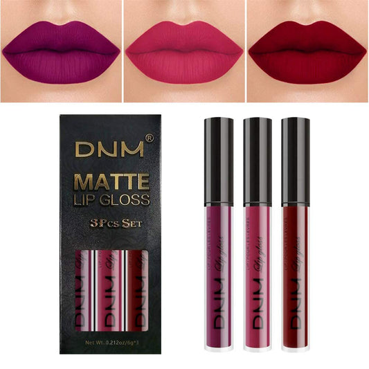 evpct 3Pcs Dark Purple Red Rose pink Matte Liquid Lipstick Sets for Black Women Matte Lipstick Lip Stain Long Lasting Waterproof 24, labial mate larga duracion 24 labiales mate 24 horas originales