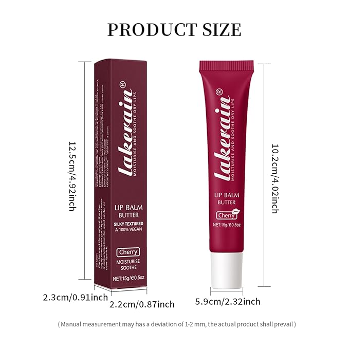 Lip Butter Balm, Day/Night Hydrating Lip Mask, Moisturizing Lip Balm Butter, Ultra-Nourishing Lip Care Moisturizer, Lip Butter Gloss Shine Lip Glow Oil Makeup#5 Cherry