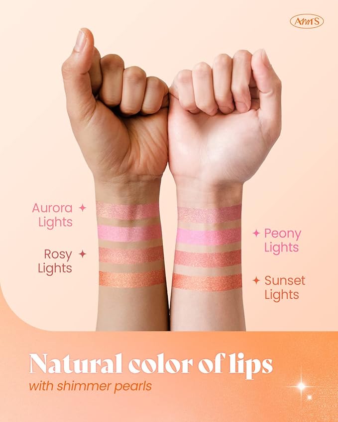 AMTS Tinted Lip Balm - Sunset Lights | Hydrating Glitter Lipstick | Pearl Shimmering Daily Lip Makeup for dry, cracked, chapped lips | korean beauty Moisture Lip Tint