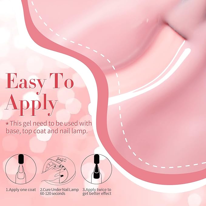 Born Pretty Jelly Gel Nail Polish Sheer Pink Gel Nail Polish Crystal Transparent Milky Gel Polish Kit Nail Art Varnish Collection Gift Set 7ML 6PCS