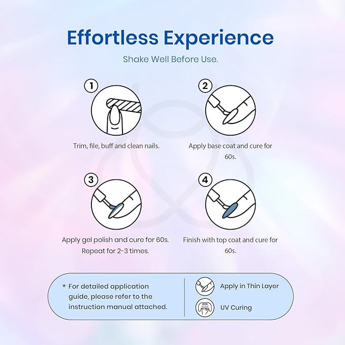 Beetles Glitter Gel Nail Polish Set, Pastel Pink Purple Blue 6 Colors Nebula Halo Chameleon Gel Polish Soak Off Uv Nail Lamp Gifts for Women