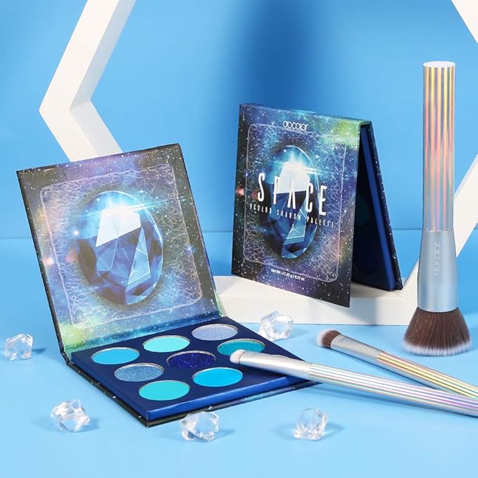 docolor Eyeshadow Palette 9 Colors Blue Eyeshadow Gemstone Shadow Palette Highly Pigmented Mattes Shimmers Smokey Glitter Cream Colorful Powder Blendable Long Lasting Waterproof Makeup Palette