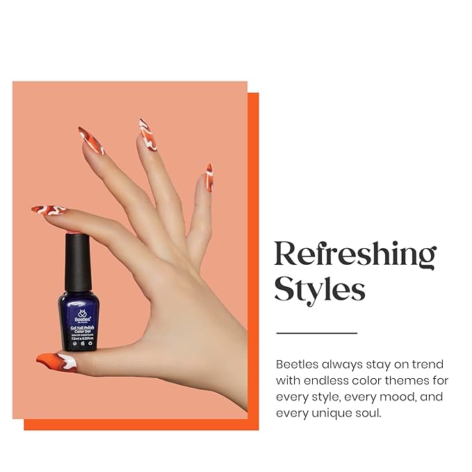 Beetles Fall Gel Polish Nail, 6 Colors Golden Empire Orange Yellow Brown Gel Polish Set Soak Off Uv LED Lamp Trendy Manicure Gel Nail Polish Kit for Girls Women