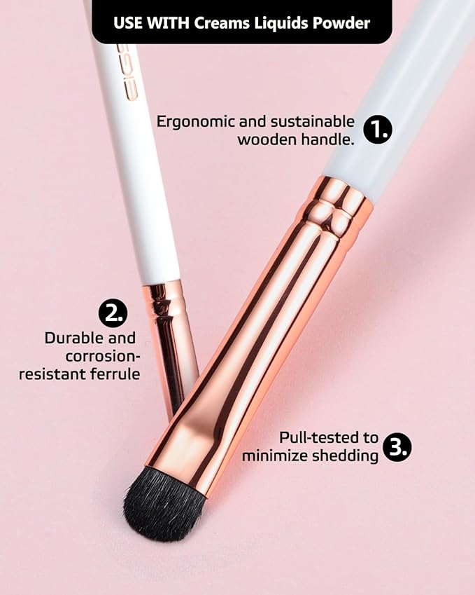 Small Smudge Brush, Professional Eyeshadow Brush for Smudging, Blending, Filling in, Premium Synthetic Bristles Tapered Eye Makeup Brush - Ivory