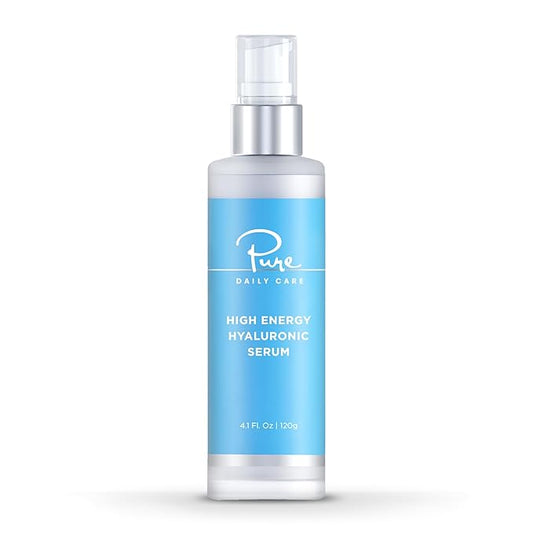Pure Daily Care High Energy Hyaluronic Serum (4 Fl. Oz) - Hydrating Clinical Grade Hyaluronic Acid.