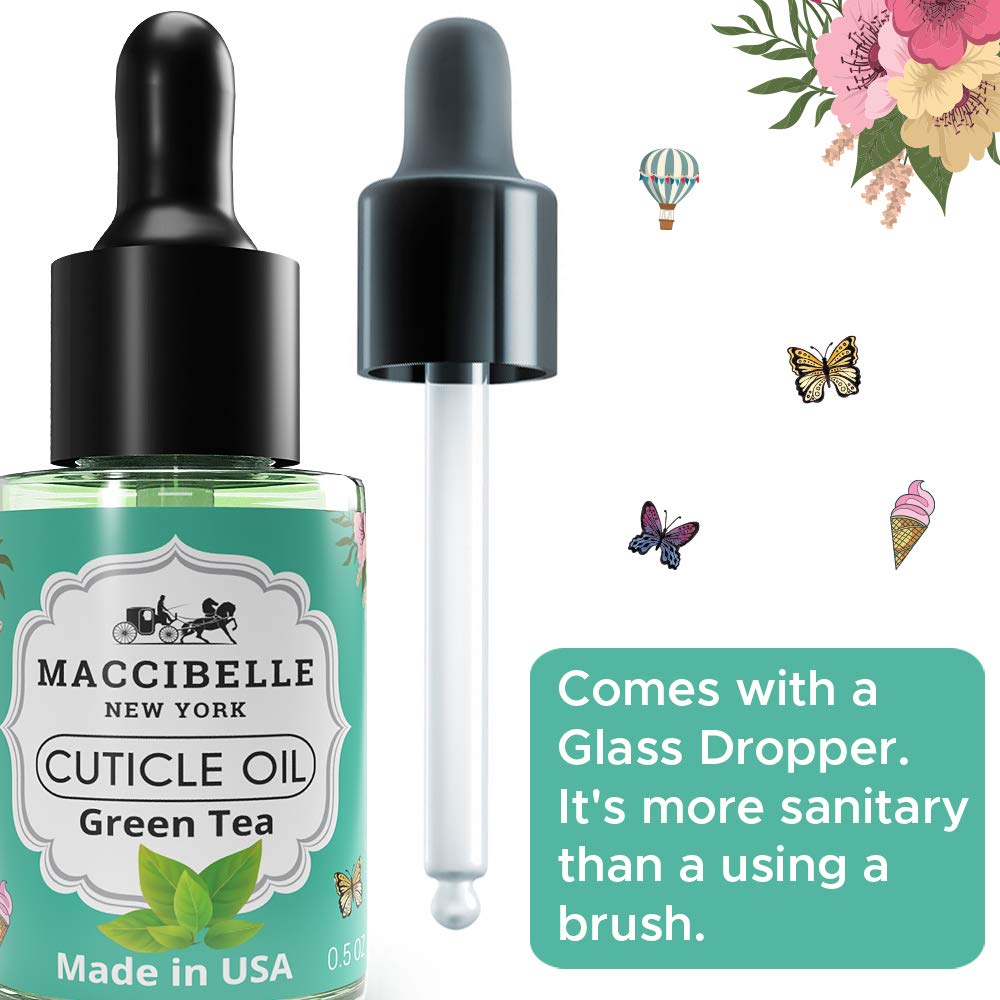 Maccibelle Cuticle Oil 0.5 oz - Heals Dry Cracked Cuticles (Green Tea, 0.5 Fl Oz)
