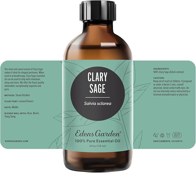 Edens Garden Clary Sage Essential Oil- 100% Pure Premium Grade, Undiluted, Natural, Therapeutic, Aromatherapy, The Best for Diffuser, Skin, Humidifiers, Kid Safe 118 ml (4 fl oz)