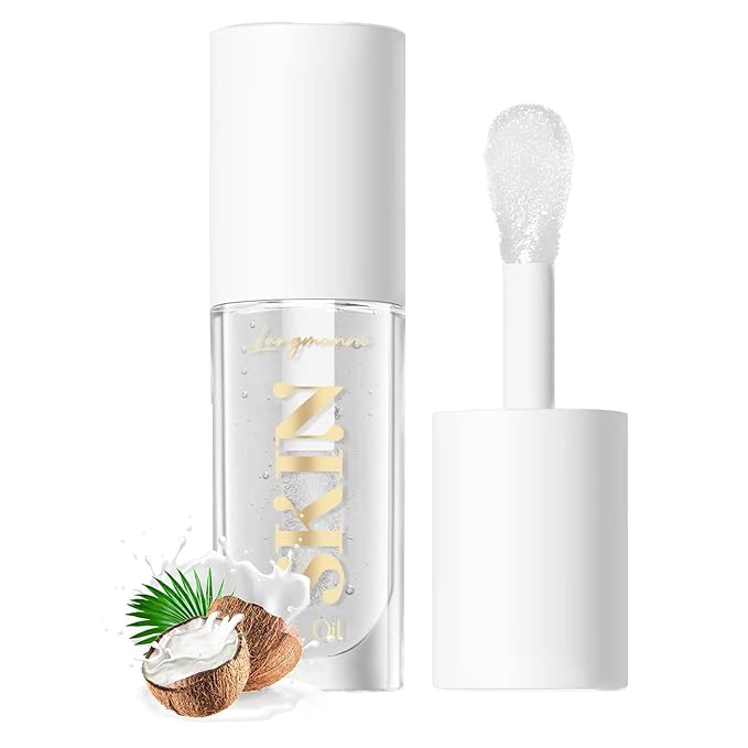 LANGMANNI Moisturizing Lip Oil,No-Sticky Lip Gloss Lip Balm Lip Care,Fruit Flavoured Lip Oil For Dry Lip's Moisturizing Hydrating And Nourishing ((Coco))