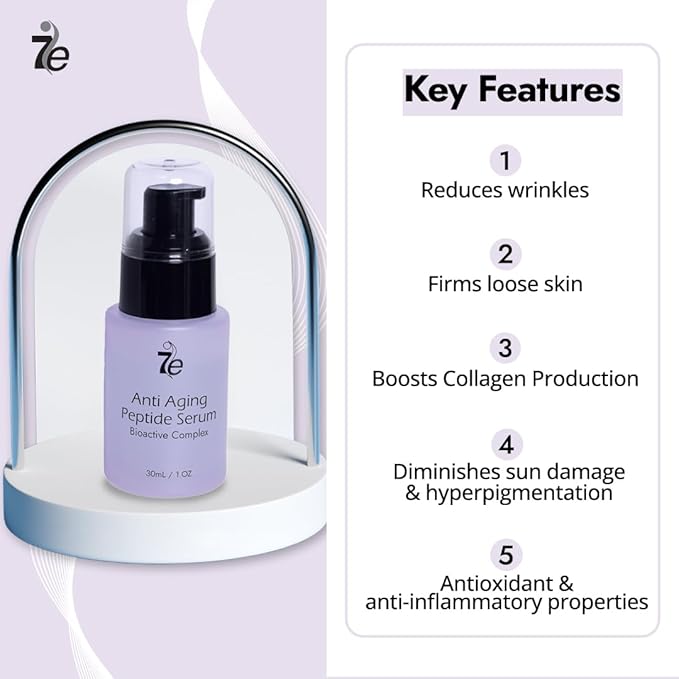 7E Wellness:Anti-Aging Peptide Serum, Anti-Wrinkle Copper Peptide Serum With Hyaluronic Acid & Polypeptides - Supports Collagen & Elastin Production | Brightening, Firming & Hydrating for Face
