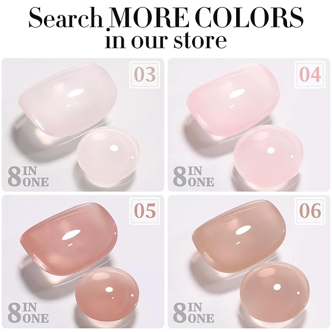 Double Rhythm Milky White Rubber Gel Nail Polish 15ml Nail Strengthener in a Bottle Nail Extension Hard Gel Soak Off Long Lasting UV Gel (Jelly White 8 in 1-2)
