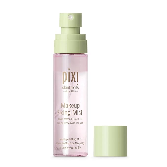 Pixi Beauty Makeup Fixing Mist 80ml, All Over Setting Spray For Longer Wearing Makeup, Rose Water and Green Tea Infused, 2.7 Fl Oz