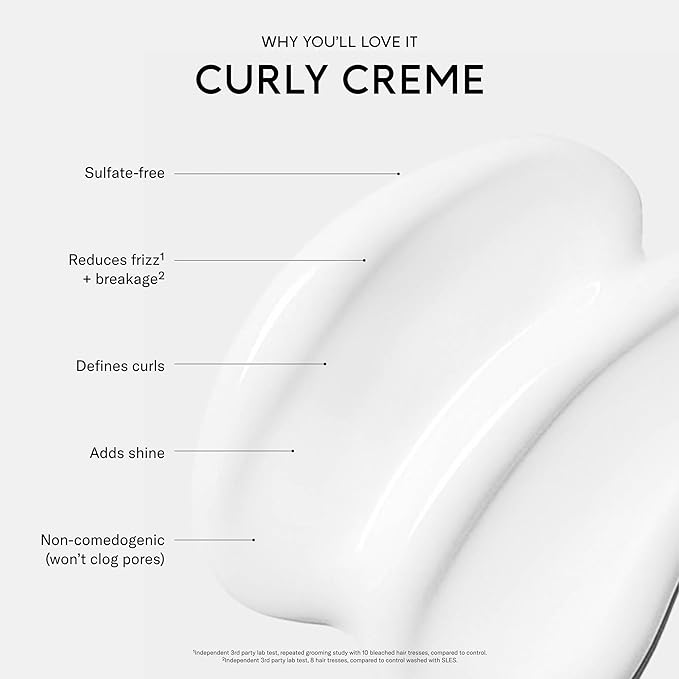 SEEN Curly Creme, Fragrance Free - Non-Comedogenic & Sulfate Free Curl Defining Styling Hair Cream- Anti Frizz- Heat Protectant- Safe for Sensitive Skin