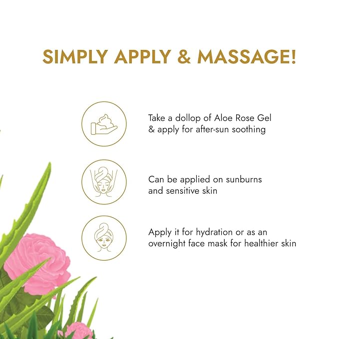 Skin Rituals Aloe Rose Gel 200 gms | After-sun Soothing Gel | For Sunburn Relief & Hydration | Clinically Tested Rose Actives| Ayurvedic Tan Minimiser