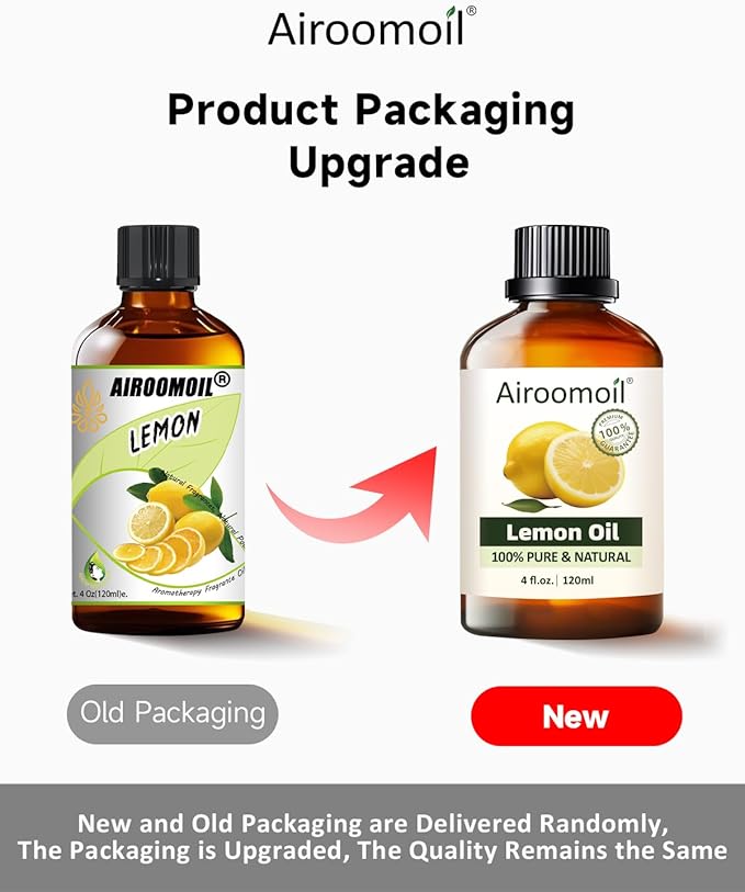 Pure Lemon Essential Oil, 100% Pure Natural Lemon Essential Oil, Premium Grade Essential Oils for Diffusers for Home, Skin, Care Massage, Soap Making, Aromatherapy, 4 Fl Oz | 120ml