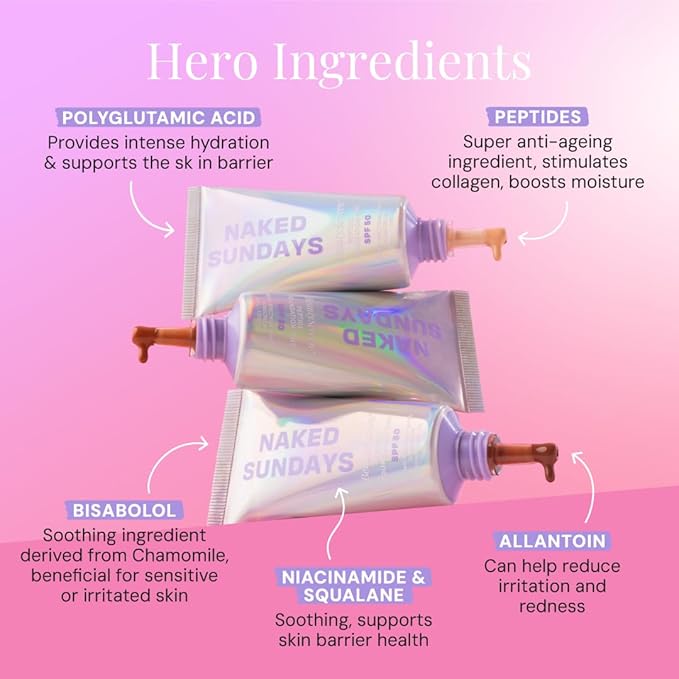 Naked Sundays BeautyScreen™ SPF 50 Mineral Peptide Foundation Tint – 2-in-1 Skin Tint & Mineral Sunscreen | Radiant, Buildable Coverage, Acne-Safe, Infused with Peptides (2 Fair Sand, 1.01 oz)