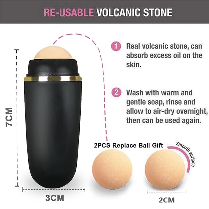 103 PCS Volcanic Roller Oily Skin Oil Control On The Go Volcanic Face Roller Oil Absorbing Volcanic Roller with Oil Blotting Sheet Paper for Oily Skin Care Oil Control Film Tissues (Type2)