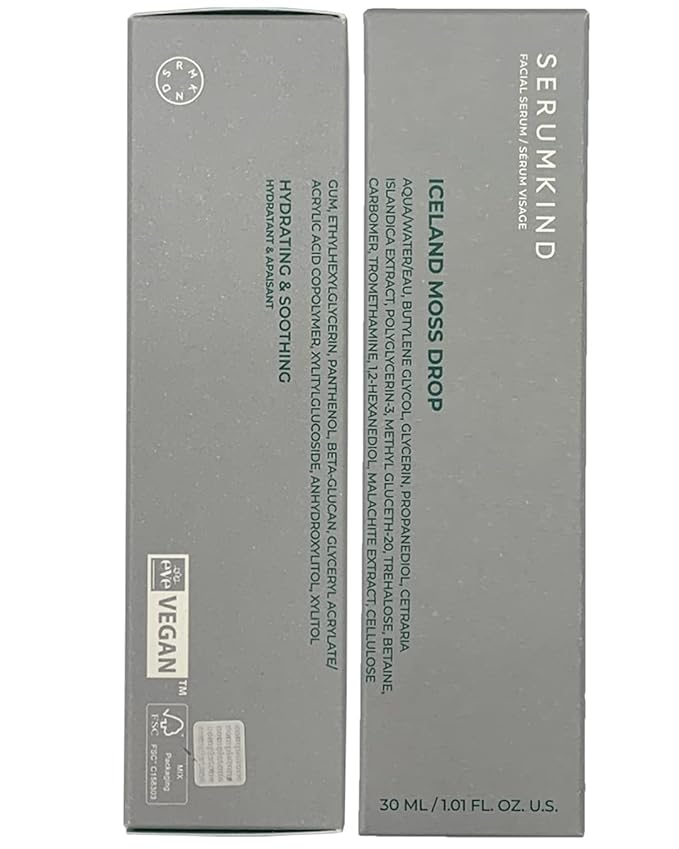 SERUMKIND Iceland Moss Serum - Soothing and Moisturizing Korean Face Serum 1.01 fl.oz. – Malachite, and Beta Glucan – Moisturize Flaky Skin - Vegan, Cruelty-Free, Unscented