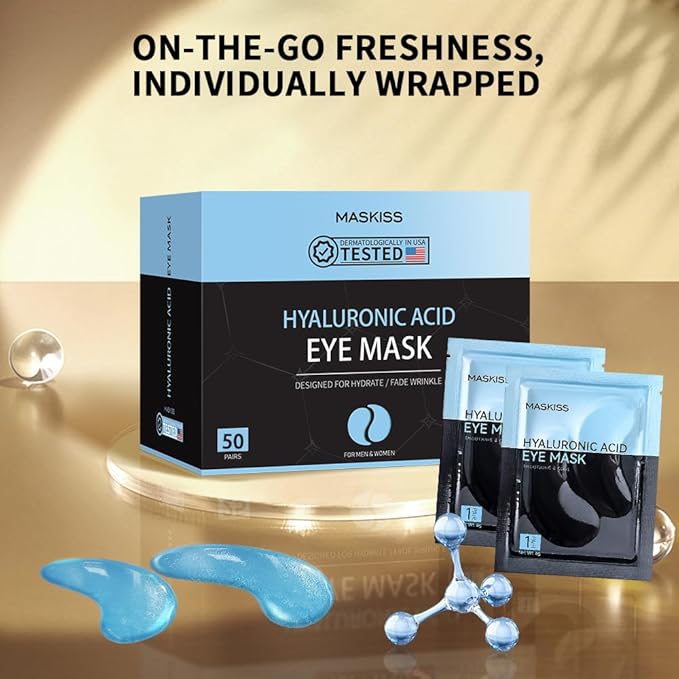 Under Eye Patches (50 Pairs), Hyaluronic Acid Eye Masks for Dark Circles Puffy Eyes Undereye Bags, Collagen Eye Patches for Wrinkles and Hydrate, Skin Care Gift for Her