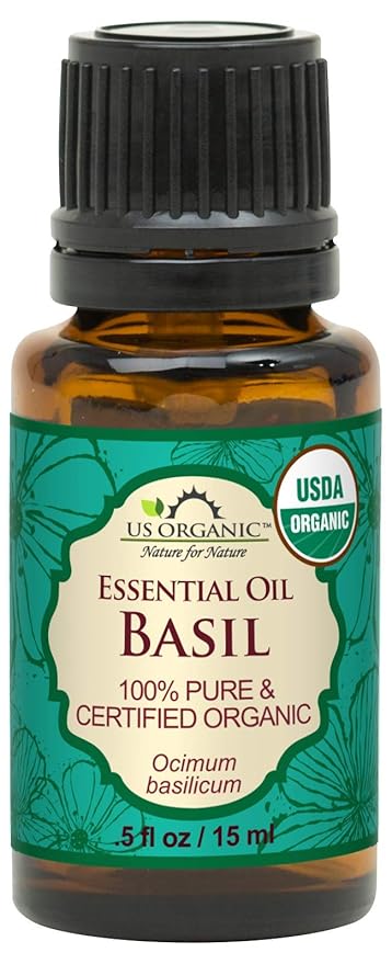 US Organic 100% Pure Basil Essential Oil - USDA Certified Organic, Steam Distilled, 15 ml