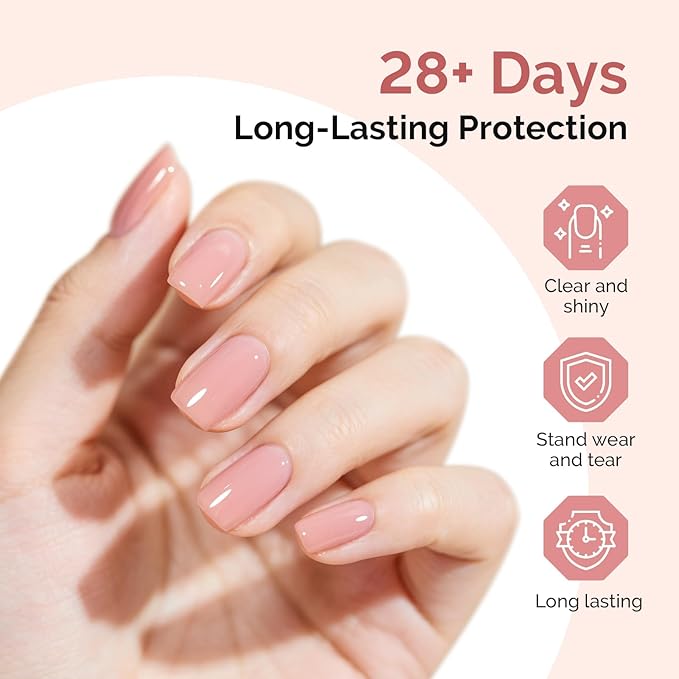 MelodySusie No Wipe Glossy Top Coat Base Coat Set Long Lasting Shine Finish Soak Off UV LED Nail Lamp Nail Polish Art Design Manicure Kit Perfect Gifts for Women Girls 2 Pcs 15ml Clear