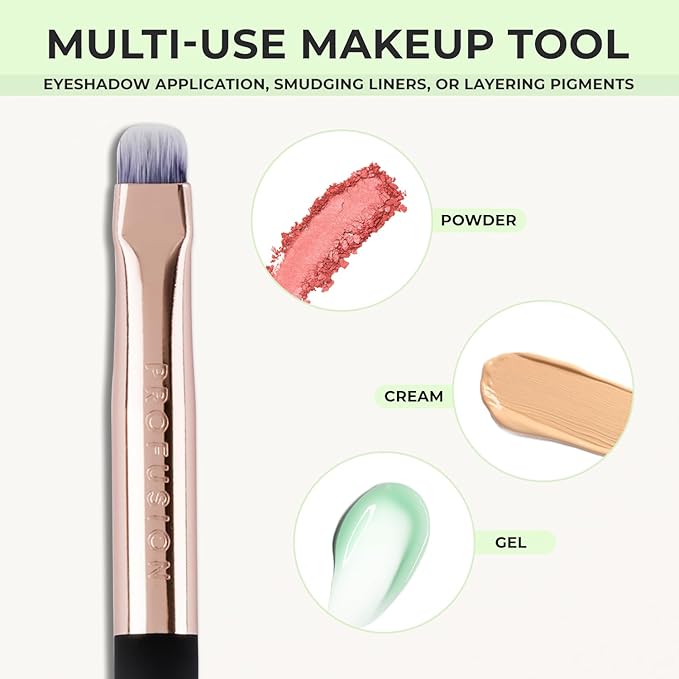 Profusion Cosmetics Flat Precise Eyeshadow Brush - Softens Dramatic Edges & Fine Lines, For Eyeshadow, Eyeliner