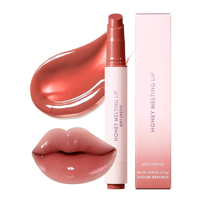 Nature Republic HONEY MELTING LIP (19 ROSE CORAL) SOFT LIP STICK, Hydrating Gloss, Moisturizing balms, Sheer tint, Shine & Nude, Glowy Finish, korean make up