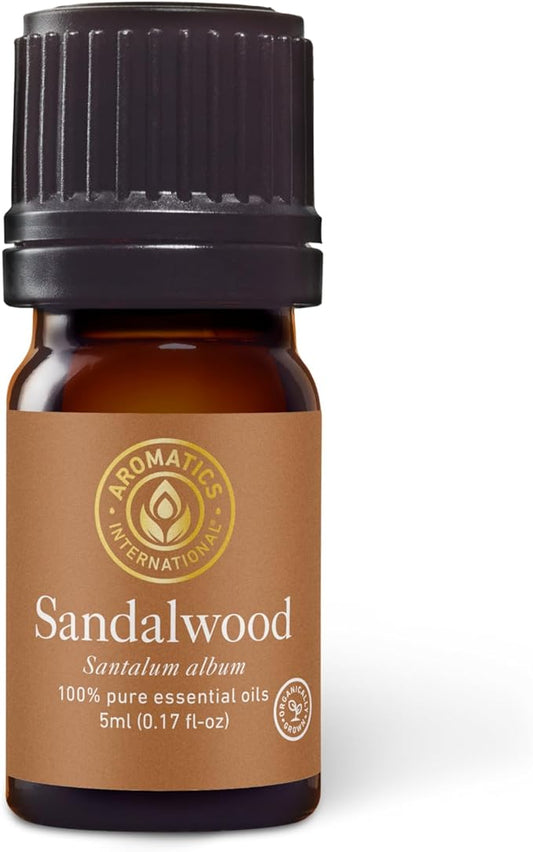 Aromatics International Premium Organic Sandalwood Essential Oil 5ml | 100% Pure Essential Oil for Diffusion & Aromatherapy