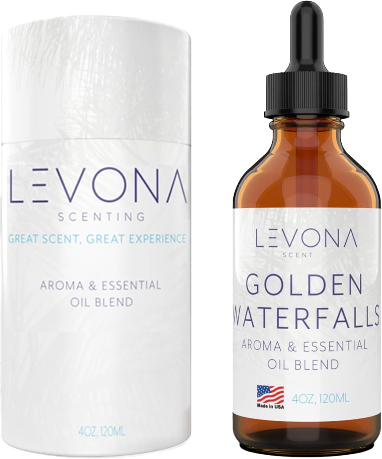 Levona Scent Essential Oils - Scents for Home, Hotel & Office Use - Perfect for Home Diffuser & Humidifiers - Aroma Fragrance Oil, Ideal for Massage, Relaxation, and Spa - Golden Waterfalls, 120ml