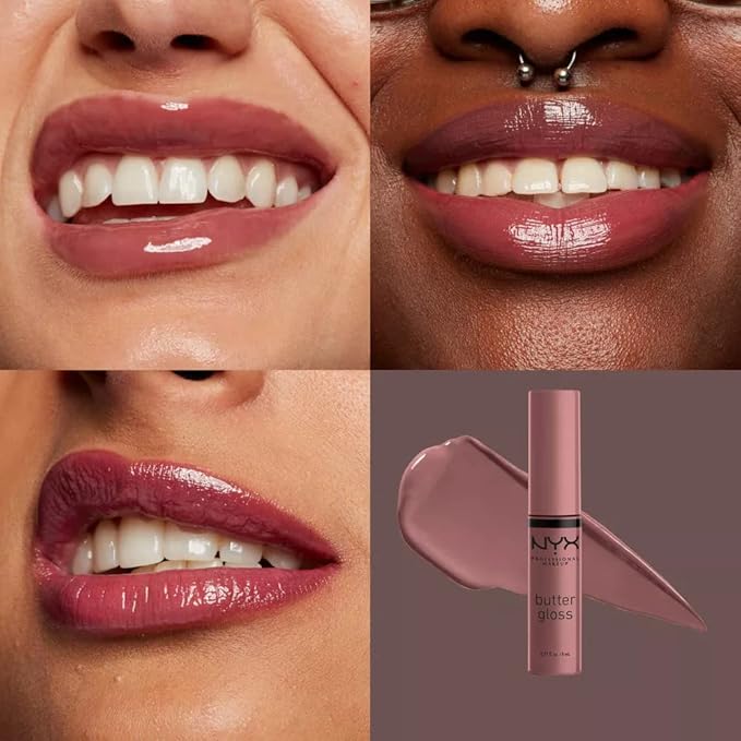 NYX PROFESSIONAL MAKEUP Butter Gloss, Non-Sticky Lip Gloss - Cinnamon Roll (Dusty Nude Mauve)