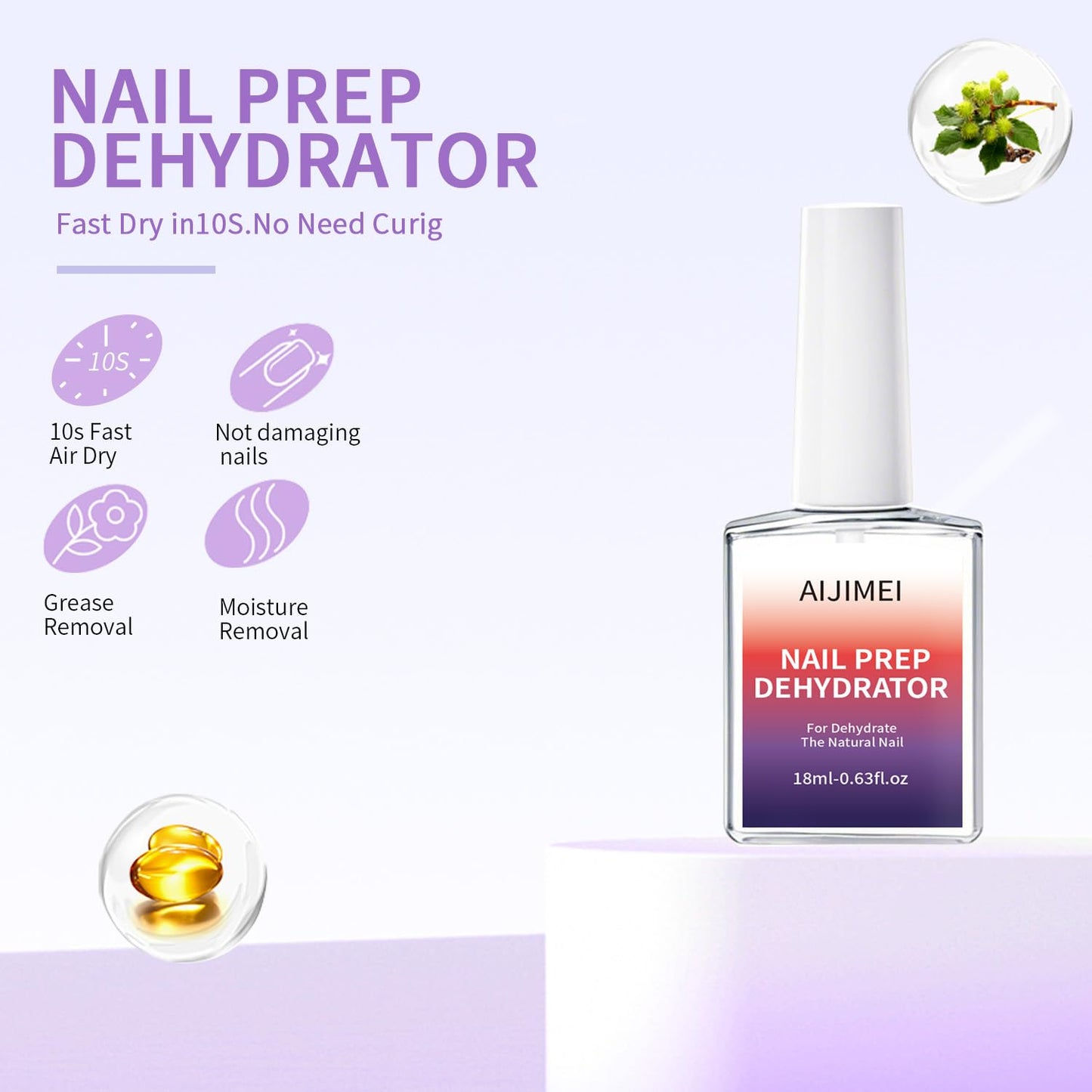 AIJIMEI 18ml Nail Prep Dehydrator And Nail Primer X-Strength Set For Acrylic Nail Products Nail Primer And Dehydrator Nail Bonding Nails(18ml/0.63fl.oz)