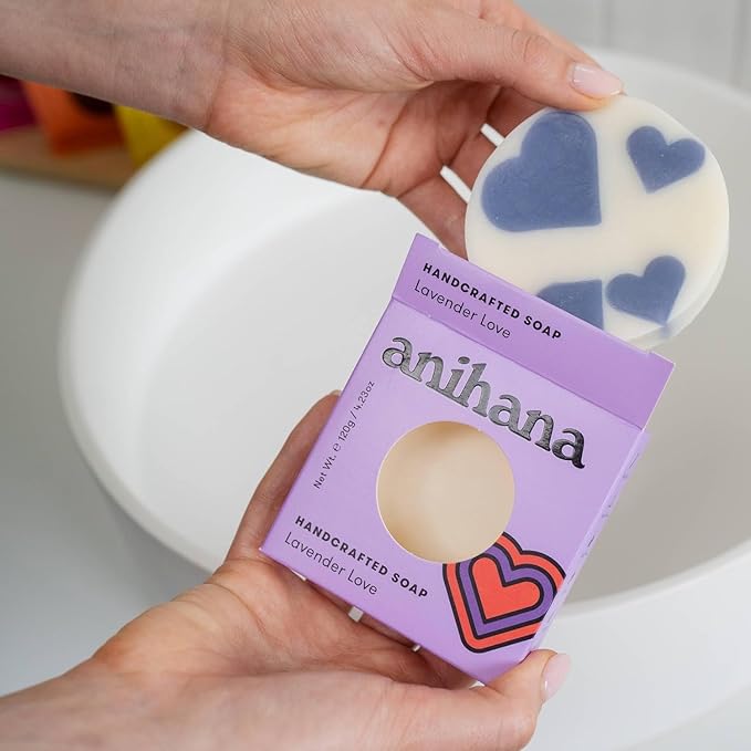 ANIHANA Handcrafted Natural Soap with Coconut Oil, Gentle Cleansing, Paraben Free, Refreshing Lavender Love Scent, 4.23 oz