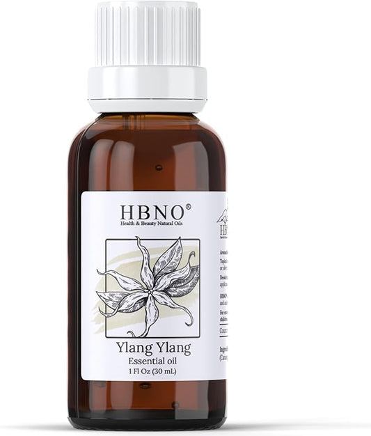 HBNO Ylang Ylang Essential Oil - 1 OZ (30 ml) Travel Size - Perfect for Aromatherapy, DIY, Candle Making, Soap Making, Diffusers