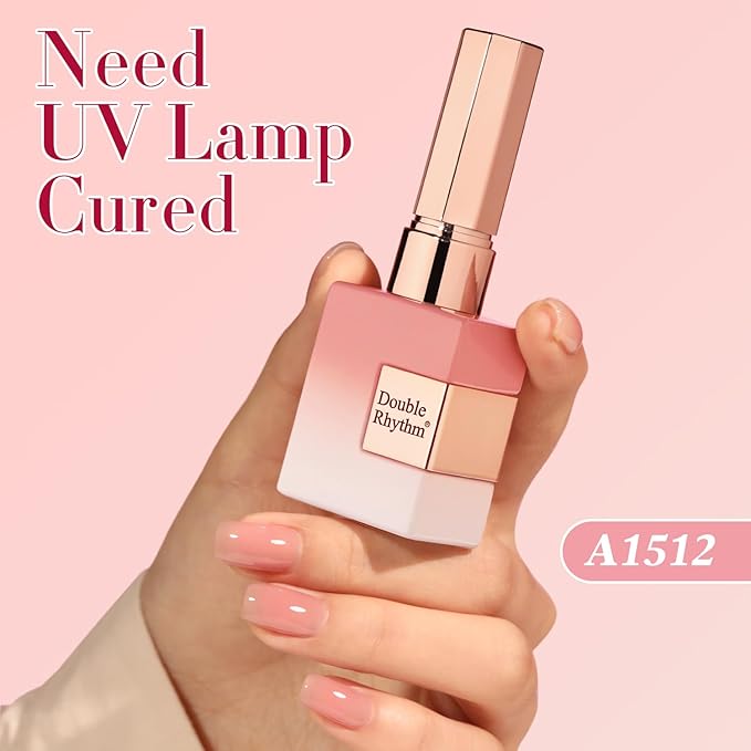 Double Rhythm 6 Pcs 15 ML Gel Polish Set Same Color Same Bottle Soak Off Gel Polish Kit Nail Art Manicure Salon DIY at Home for Women (Jelly Translucent Rose Pink Burgundy Red-T6-2)