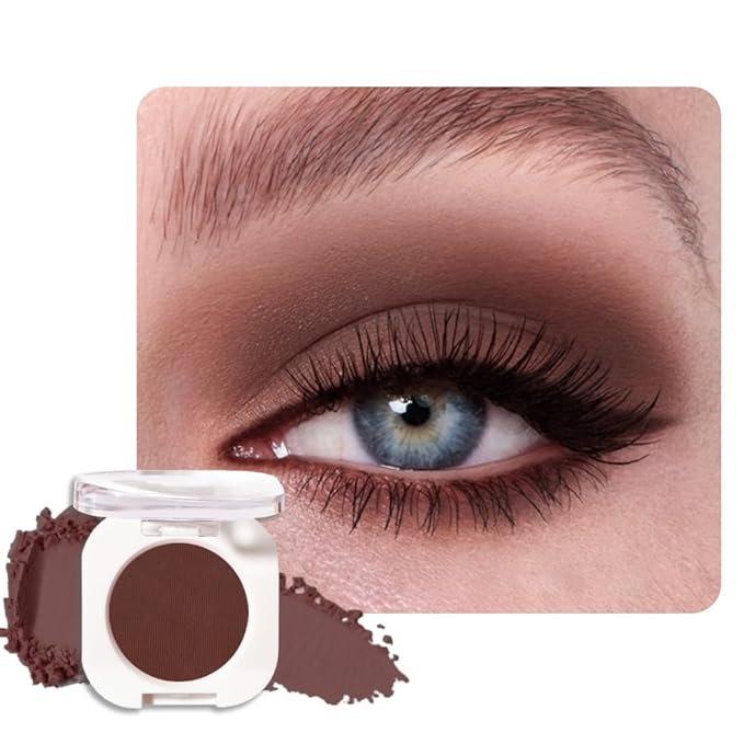 Dark Brown Single Matte Eyeshadow Makeup, Neutral Powde Eye Shadow for Older Women, Coffee Mocha Cocoa Chocolate Brown Matte Singles Eyeshadow Palette Pigmented Waterproof,Girls Eyeshadows Gift